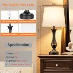 Set of 2 Touch Lamps with USB Ports