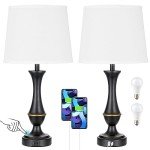 Set of 2 Touch Lamps with USB Ports