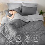 7-Piece Grey Queen Comforter Set - Reversible