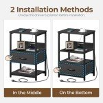 LED Nightstand Set of 2 with Charging Station