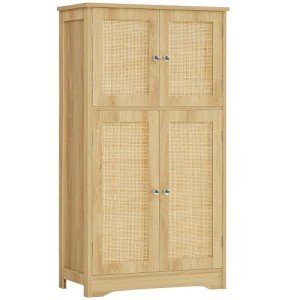 Iwell Rattan Storage Cabinet with Adjustable Shelf