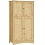 Iwell Rattan Storage Cabinet with Adjustable Shelf