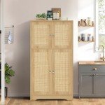 Iwell Rattan Storage Cabinet with Adjustable Shelf