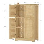 Iwell Rattan Storage Cabinet with Adjustable Shelf
