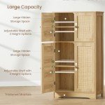 Iwell Rattan Storage Cabinet with Adjustable Shelf