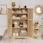 Iwell Rattan Storage Cabinet with Adjustable Shelf