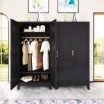 71" Metal Wardrobe Closet with Adjustable Shelves