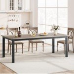 Industrial Wood Dining Table for 6-8 People