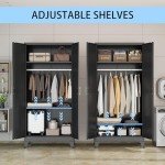 71" Metal Wardrobe Closet with Adjustable Shelves