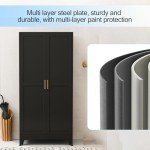 71" Metal Wardrobe Closet with Adjustable Shelves