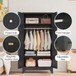 71" Metal Wardrobe Closet with Adjustable Shelves