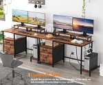 Rustic Brown Computer Desk with Drawer and Outlets