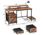Rustic Brown Computer Desk with Drawer and Outlets