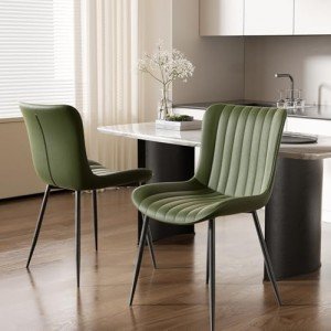 Set of 2 Green Modern Dining Chairs