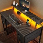 47" LED Gaming Desk with 4 Drawers & Outlets