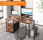 Rustic Brown Computer Desk with Drawer and Outlets