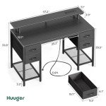 47" LED Gaming Desk with 4 Drawers & Outlets