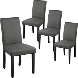 Set of 4 Dark Grey Upholstered Dining Chairs