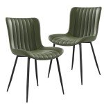 Set of 2 Green Modern Dining Chairs
