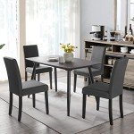 Set of 4 Dark Grey Upholstered Dining Chairs