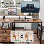 Rustic Brown Computer Desk with Drawer and Outlets