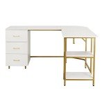 Two-Toned L Shaped Desk with Storage Shelves