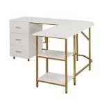 Two-Toned L Shaped Desk with Storage Shelves