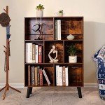 Mid-Century Rustic Brown 3-Tier Cube Bookshelf