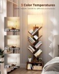Rustic 6-Tier Tree Bookshelf with Cabinet and Light