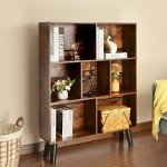 Mid-Century Rustic Brown 3-Tier Cube Bookshelf