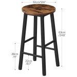 Set of 2 Rustic Brown Bar Stools