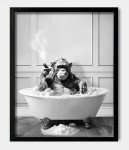 Framed Chimpanzee Bathtub Wall Art (8"x10")