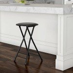 Black Folding Stool - 24-Inch Portable Bar Seat