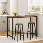 Set of 2 Rustic Brown Bar Stools