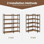 Rolanstar 5-Tier Reversible Corner Bookshelf - Rustic Brown