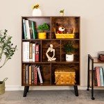 Mid-Century Rustic Brown 3-Tier Cube Bookshelf