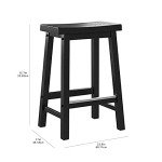 Black Solid Wood Counter-Height Bar Stools - Set of 2
