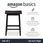 Black Solid Wood Counter-Height Bar Stools - Set of 2