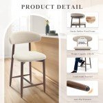 Beige Upholstered Counter Height Bar Stools - Set of 2