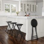 Black Folding Stool - 24-Inch Portable Bar Seat