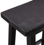 Black Solid Wood Counter-Height Bar Stools - Set of 2