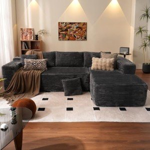 Ovio 104" Cloud L-Shaped Sofa in Grey