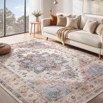 Boho Vintage 8x10 Washable Area Rug - Camel