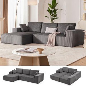 Dark Grey Modular L-Shape Sectional Sofa