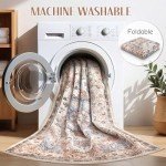 Boho Vintage 8x10 Washable Area Rug - Camel
