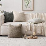 Neutral Decorative Chenille Throw Pillow Covers - Set of 4