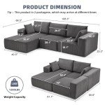 Dark Grey Modular L-Shape Sectional Sofa