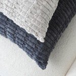 Set of 2 Corduroy Throw Pillow Covers - Grey
