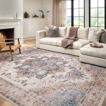 Boho Vintage 8x10 Washable Area Rug - Camel