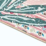 Aldopein Pink Boho Vintage Jungle Area Rug 6x9
